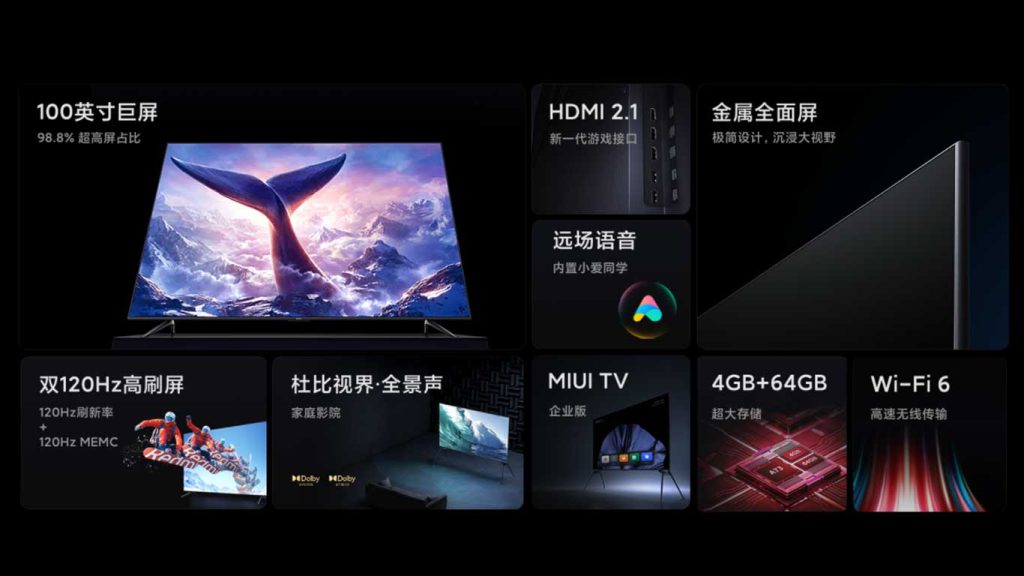 Redmi Max 100-inch TV Features