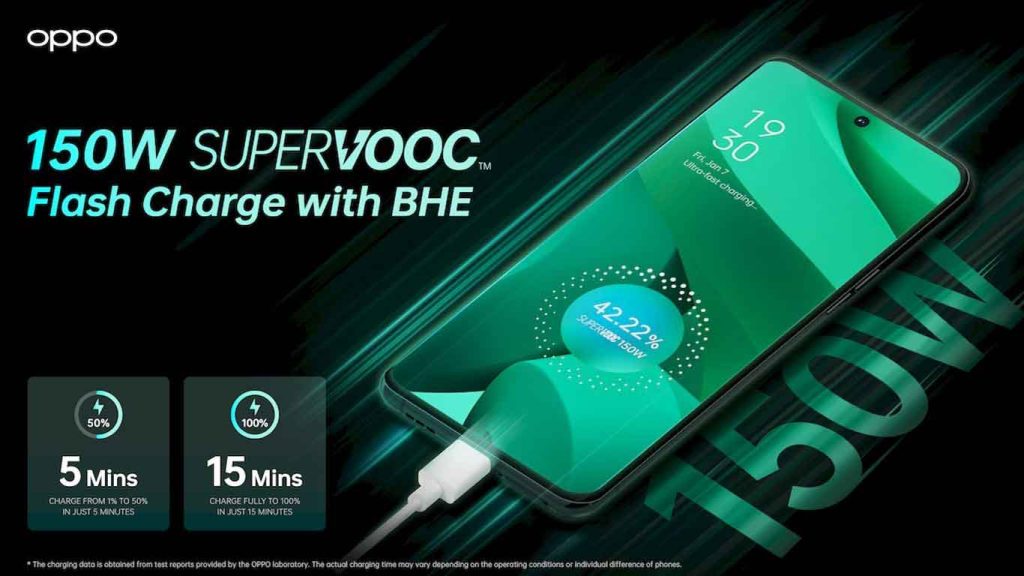 oppo 150W superVooc flash charge with BHE